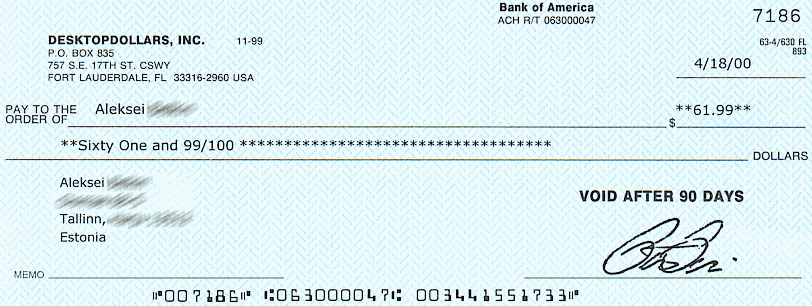 Чек от DesctopDollars